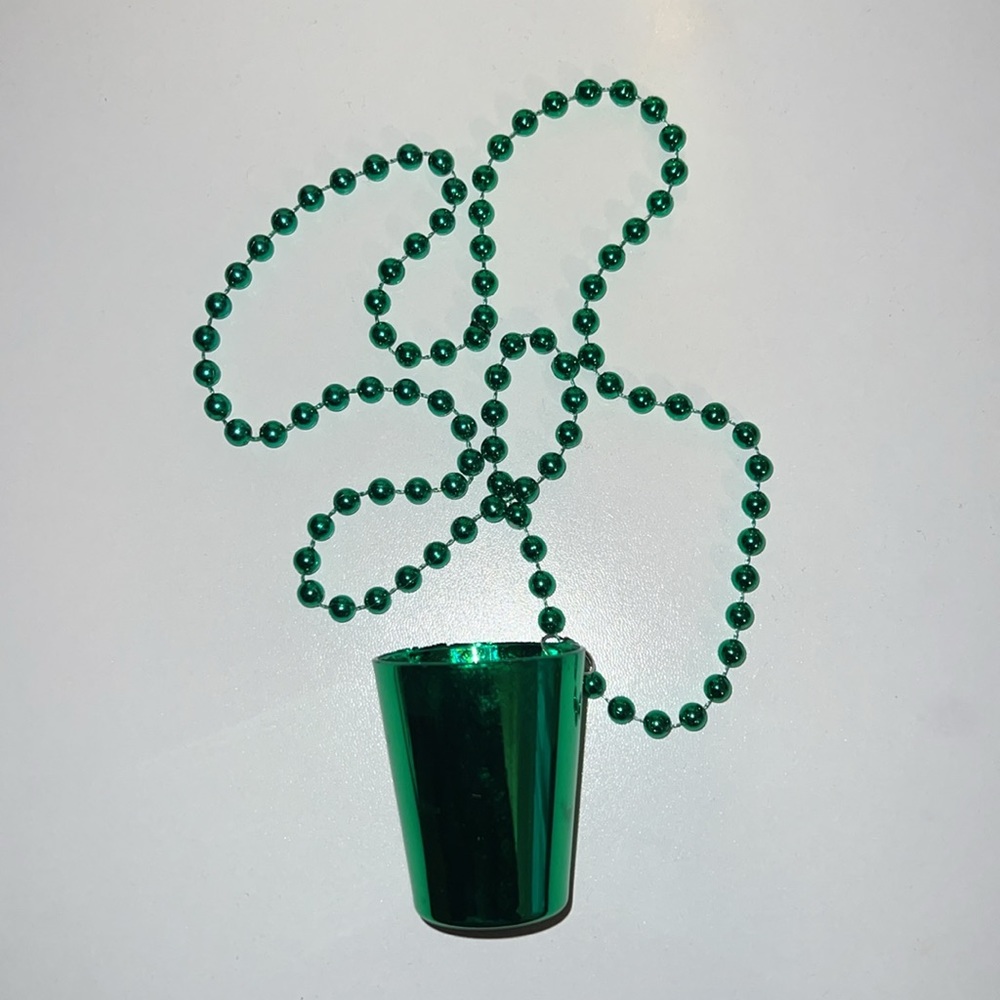 Green St. Patty’s day shot glass necklace